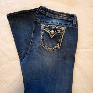 VIGOSS medium/dark blue Dallas Boot cut jeans. Plus size 20 Length 33.